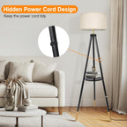 Solid Wooden Tripod Floor Lamp Touch Control Standing