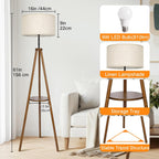 Solid Wooden Tripod Floor Lamp Touch Control Standing