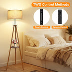 Solid Wooden Tripod Floor Lamp Touch Control Standing