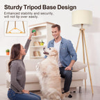 Solid Wooden Tripod Floor Lamp Touch Control Standing