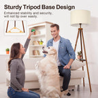 Solid Wooden Tripod Floor Lamp Touch Control Standing