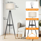 Solid Wooden Tripod Floor Lamp Touch Control Standing