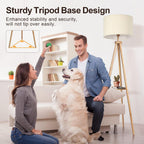 Solid Wooden Tripod Floor Lamp Touch Control Standing