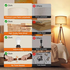 Solid Wooden Tripod Floor Lamp Touch Control Standing