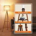 Solid Wooden Tripod Floor Lamp Touch Control Standing