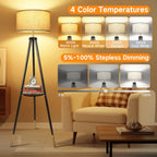 Solid Wooden Tripod Floor Lamp Touch Control Standing