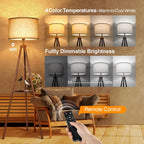 Solid Wooden Tripod Floor Lamp Touch Control Standing