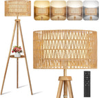 Solid Wooden Tripod Floor Lamp Touch Control Standing