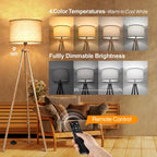 Solid Wooden Tripod Floor Lamp Touch Control Standing