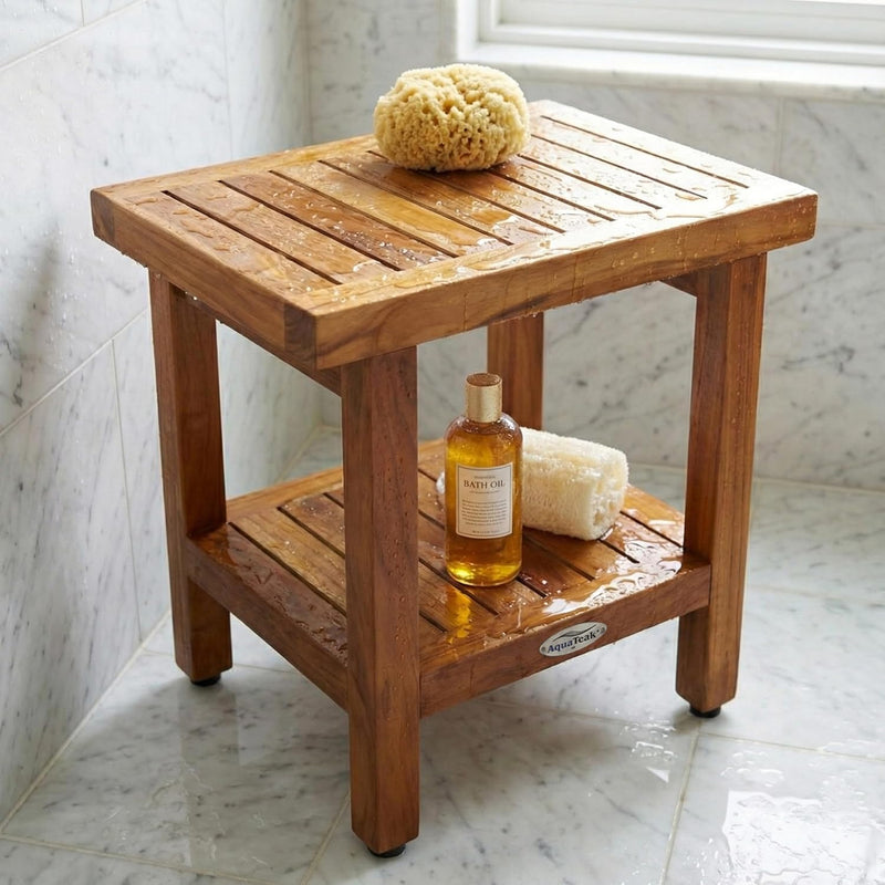 Spa Shower Stool Seat with Shelf