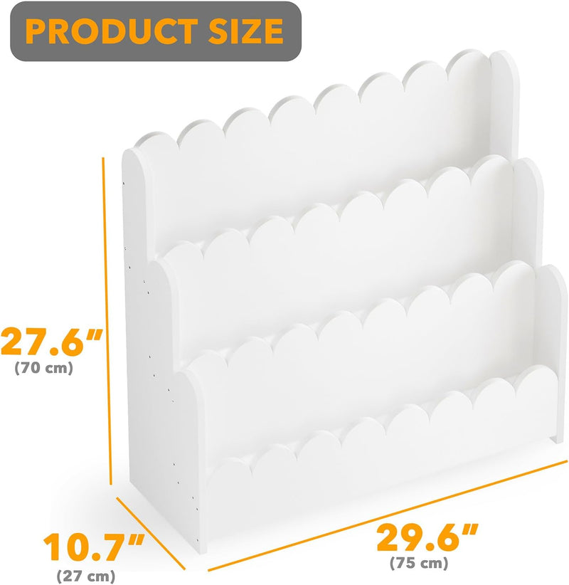 3-Tier Scalloped Bookshelf Montessori Bookcase for Toddlers