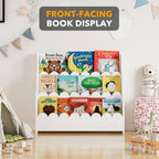 3-Tier Scalloped Bookshelf Montessori Bookcase for Toddlers