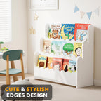 3-Tier Scalloped Bookshelf Montessori Bookcase for Toddlers