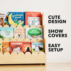 3-Tier Scalloped Bookshelf Montessori Bookcase for Toddlers