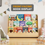 3-Tier Scalloped Bookshelf Montessori Bookcase for Toddlers