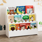 3-Tier Scalloped Bookshelf Montessori Bookcase for Toddlers