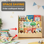 3-Tier Scalloped Bookshelf Montessori Bookcase for Toddlers