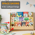 3-Tier Scalloped Bookshelf Montessori Bookcase for Toddlers