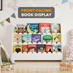 3-Tier Scalloped Bookshelf Montessori Bookcase for Toddlers