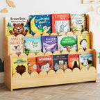 3-Tier Scalloped Bookshelf Montessori Bookcase for Toddlers