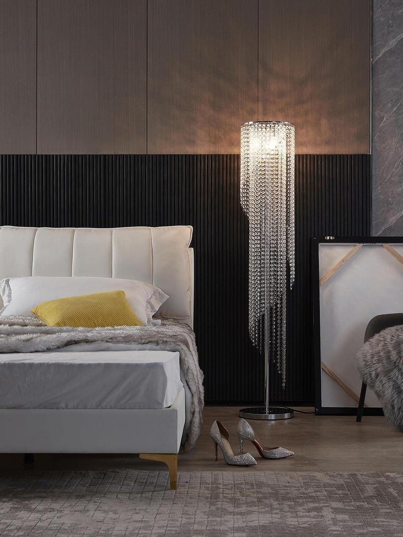 Sparkling Elegant Raindrop Crystal Floor Lamp