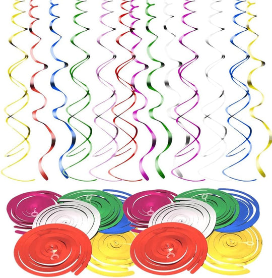 Spiral Streamers 48pcs Swirl Ceiling Decorations 6 Color