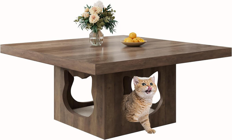 Square Coffee Table Rustic Wood for Living Room