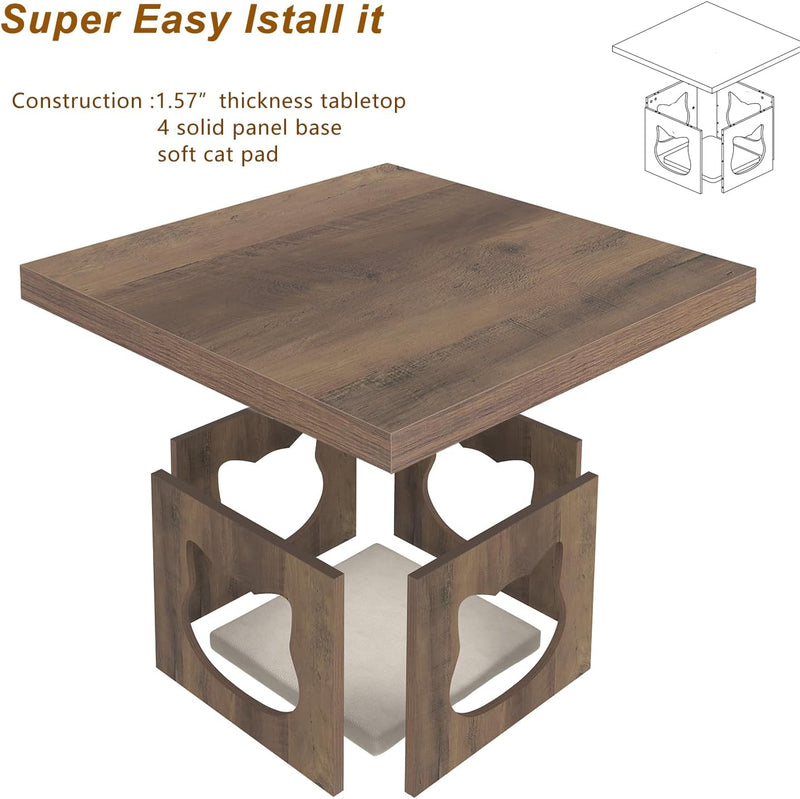 Square Coffee Table Rustic Wood for Living Room