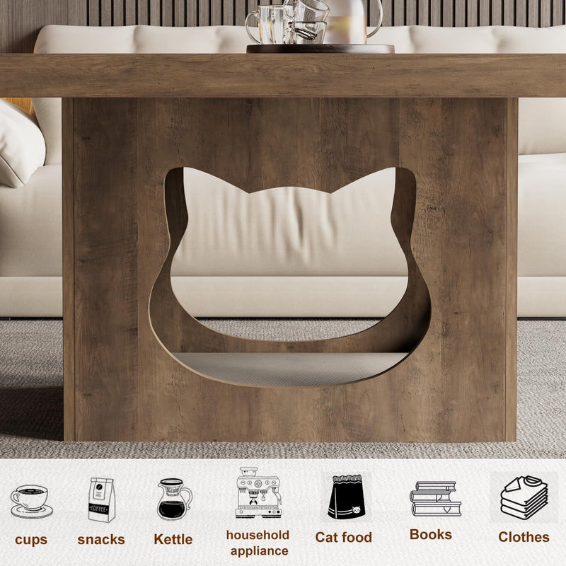 Square Coffee Table Rustic Wood for Living Room