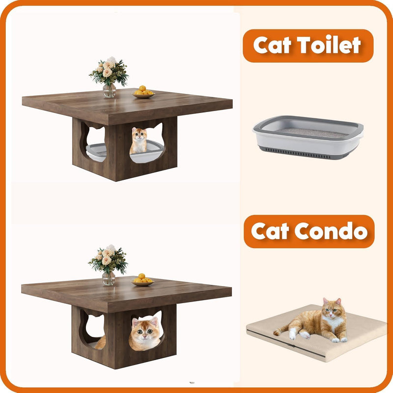 Square Coffee Table with Storage Wood for Living