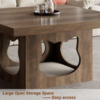 Square Coffee Table with Storage Wood for Living