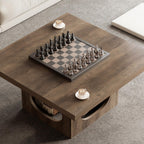 Square Coffee Table with Storage Wood for Living