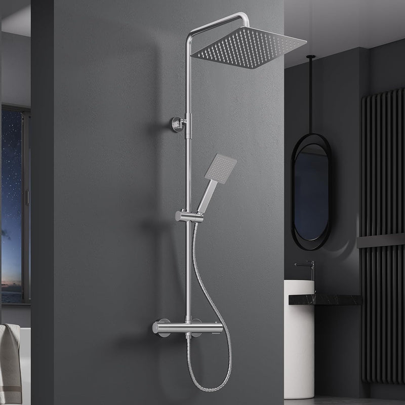 Square Rainfall Shower System Thermostatic Bar Mixer