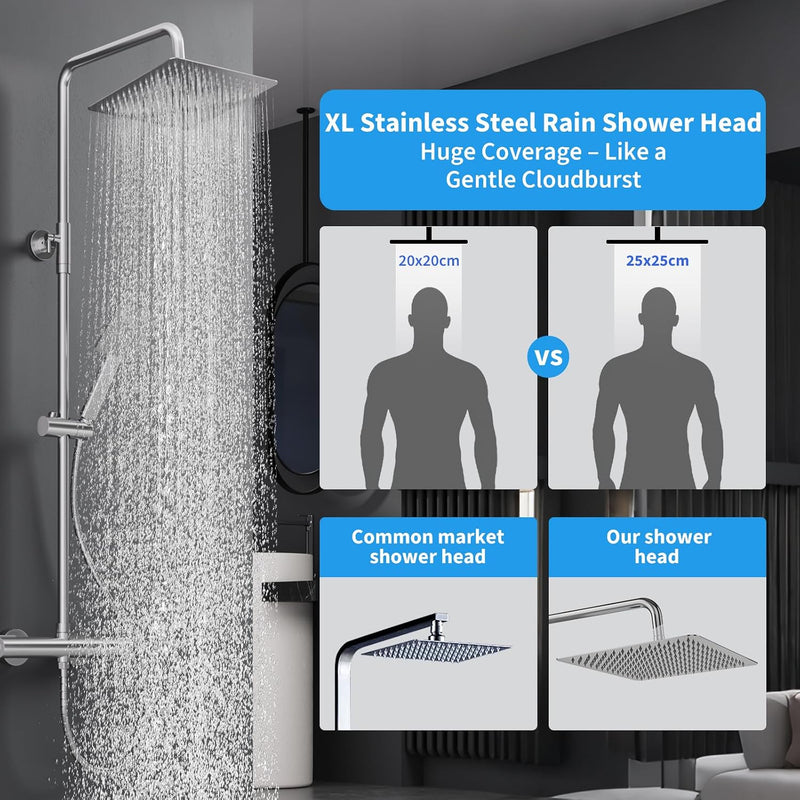 Square Rainfall Shower System Thermostatic Bar Mixer
