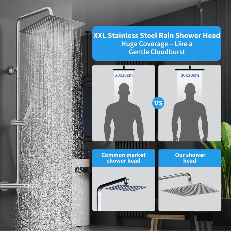 Square Rainfall Shower System Thermostatic Bar Mixer
