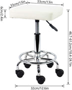 Square Rolling Stool PU Leather Height Adjustable Swivel