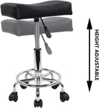 Square Rolling Stool PU Leather Height Adjustable Swivel