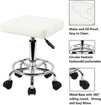 Square Rolling Stool PU Leather Height Adjustable Swivel