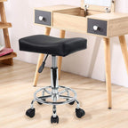 Square Rolling Stool PU Leather Height Adjustable Swivel