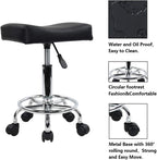 Square Rolling Stool PU Leather Height Adjustable Swivel