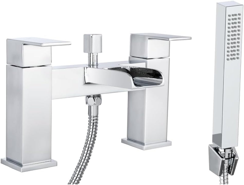 Square Waterfall Bath Shower Mixer Filler Tap Kit