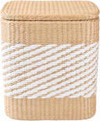 Square Woven Flip Top Storage Ottoman Natural Straw