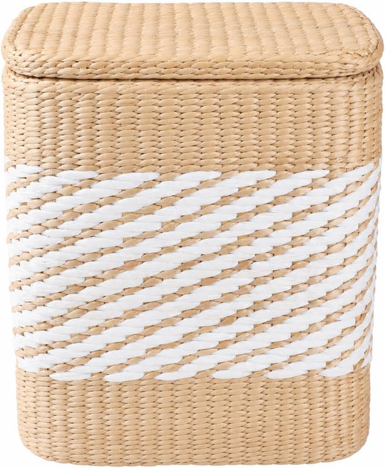 Square Woven Flip Top Storage Ottoman Natural Straw