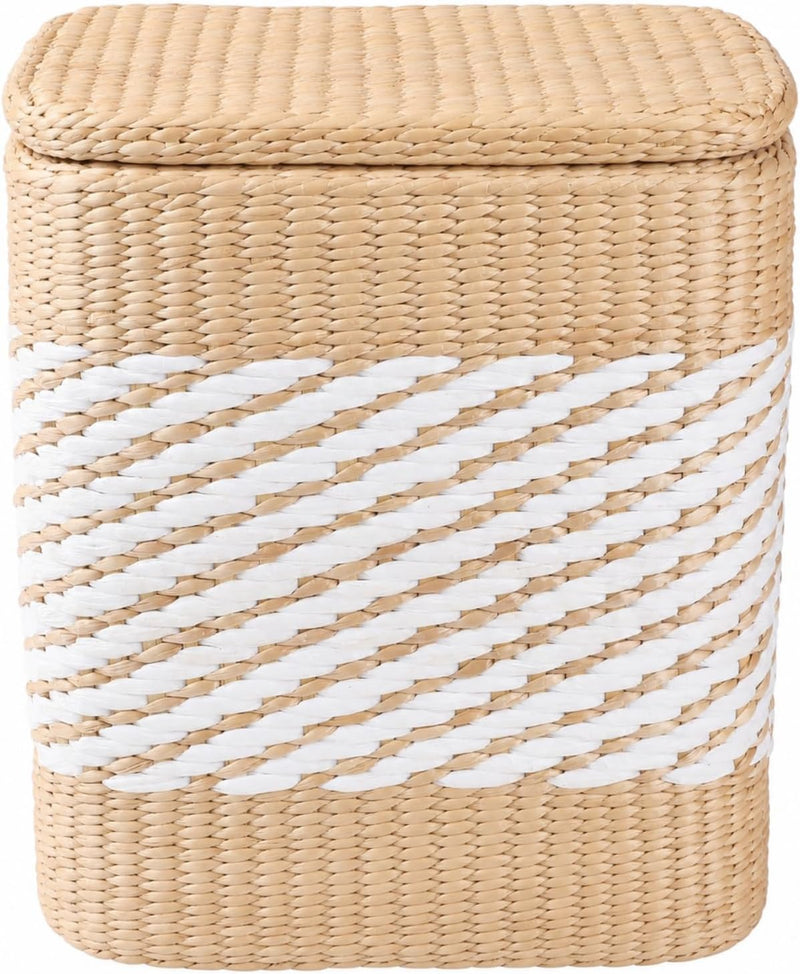 Square Woven Flip Top Storage Ottoman Natural Straw