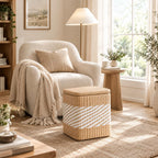 Square Woven Flip Top Storage Ottoman Natural Straw