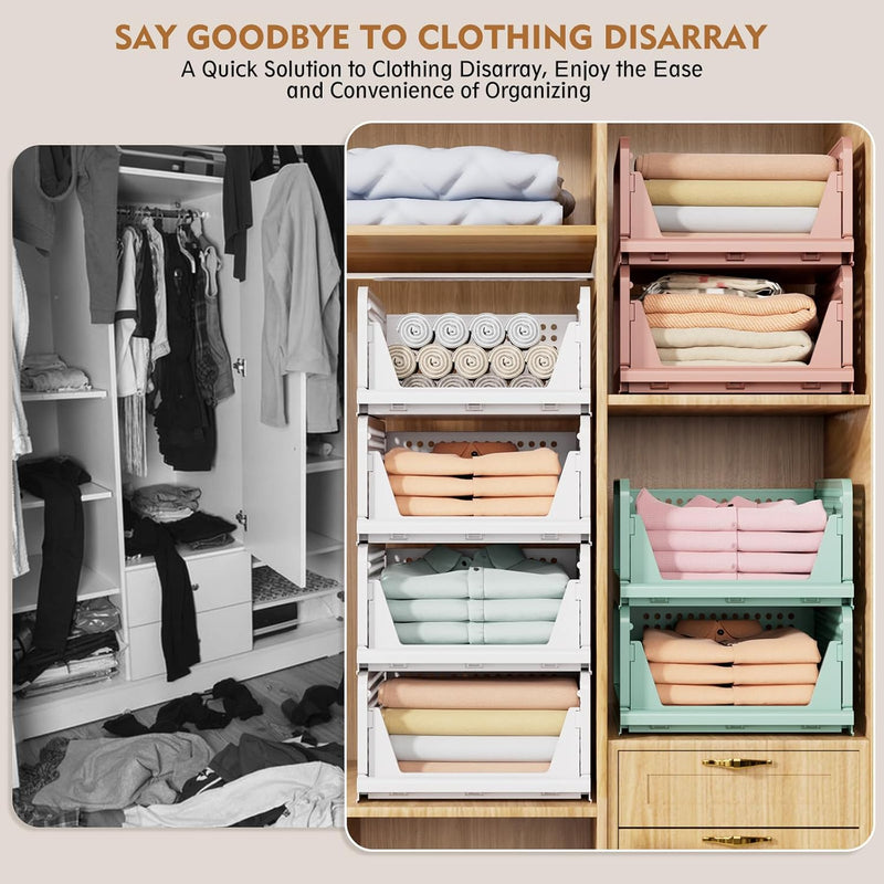 Folding Stackable Closet Storage Space-Saving Wardrobe
