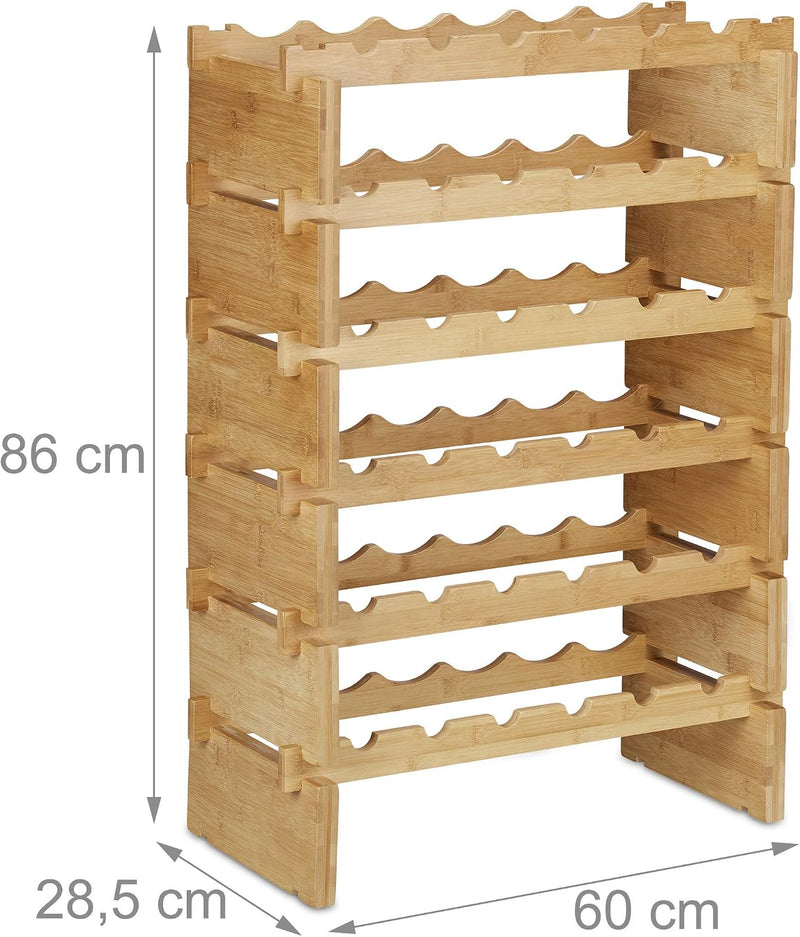 Stackable Wine Rack Bamboo Holder for 36 Bottles