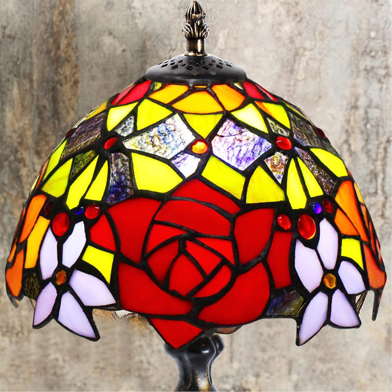 Stained Style Table Lamp Vintage Handcraft Glass Lampshade