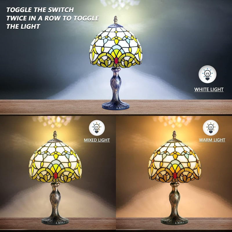 Stained Style Table Lamp Vintage Handcraft Glass Lampshade