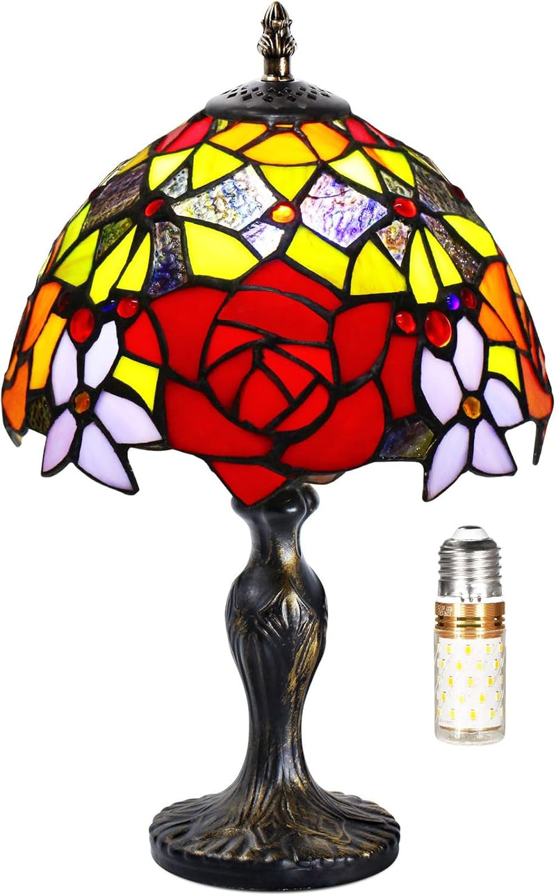 Stained Style Table Lamp Vintage Handcraft Glass Lampshade